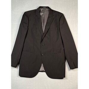 HUGO BOSS Jacket 42R Viscose Blend Pinstripe Suit Blazer Sprort Coat Dark Brown